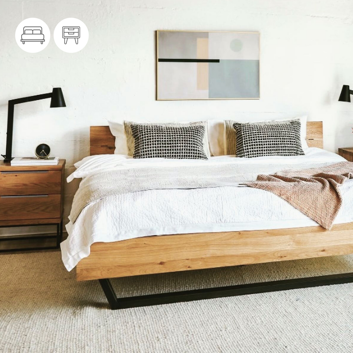 Pack Dormitorio RËFËL - Incluye Cama + 2 Veladores