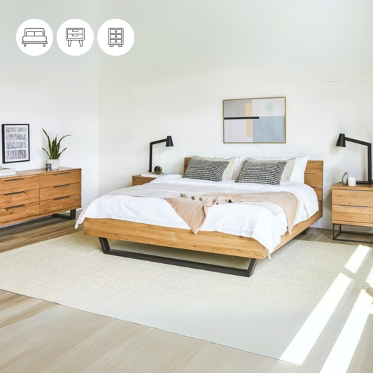 Pack Dormitorio RËFËL - Incluye Cama + 2 Veladores + Cómoda