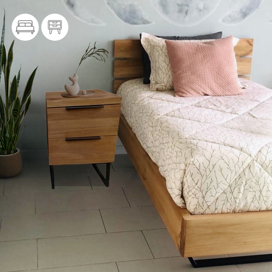 Pack Dormitorio RËFËL - Incluye Cama + 1 Velador